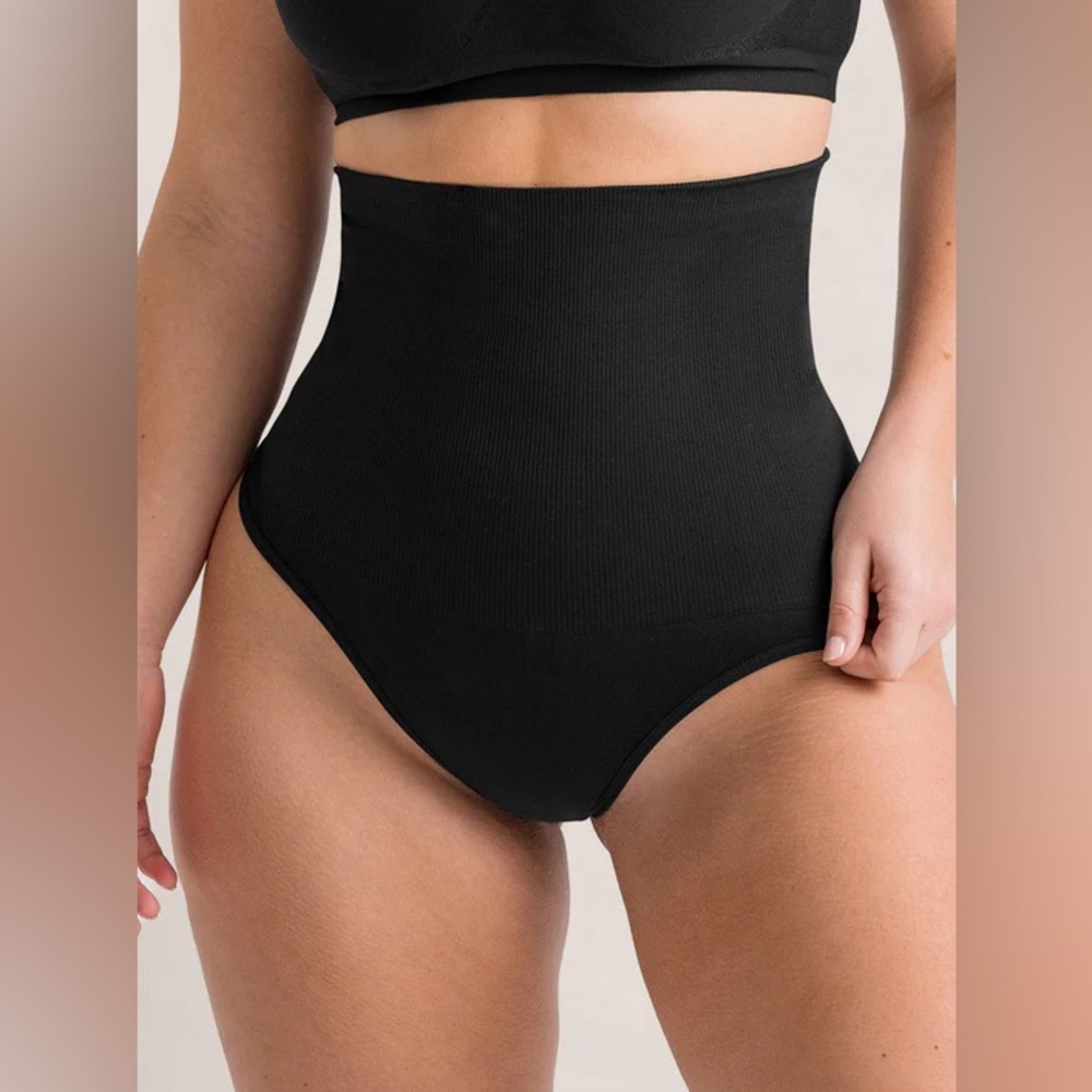 NWT Shapermint Empetua Black Shaper Thong XL High Waisted Tummy Control Seamless